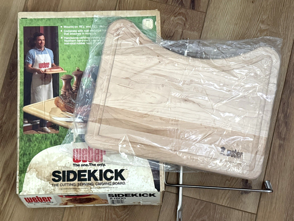 Vtg Weber Sidekick 1800 Maple Cutting Carving Board For 18.5″ or 22.5″ Kettle