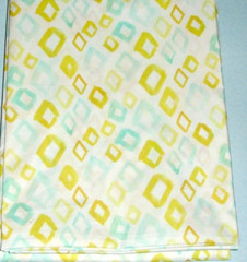 Sferra Geometrico Twin Flat Sheet Cotton Percale Aqua Yellow Diamond Print NEW