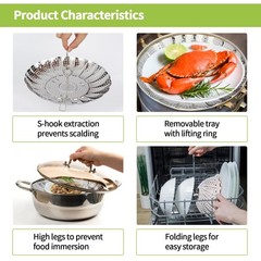 Expandable Steamer Basket set Stainless Steel Food Steamer set 10.3 In