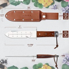 SHALL Hori Hori Garden Knife,7” Stainless Steel Blade,Digging,Weeding, Planting