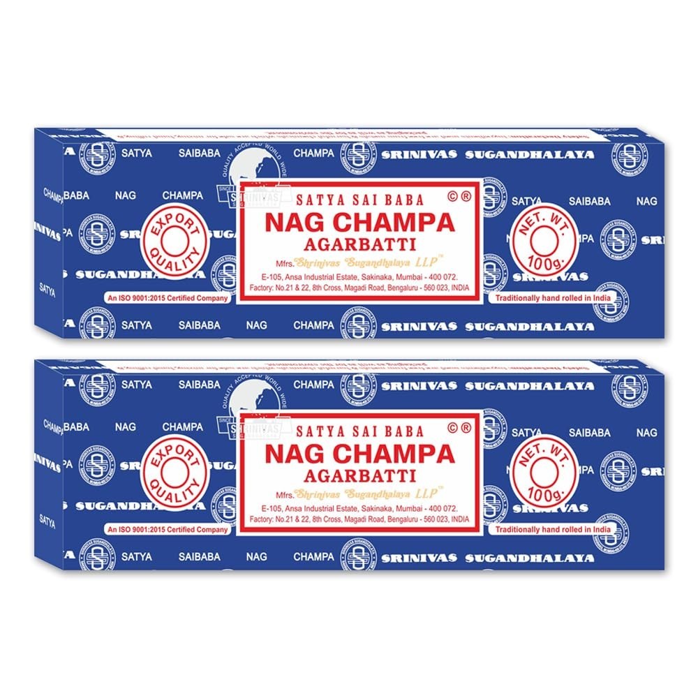 Satya Sai Baba Nag Champa Incense Sticks, 100-gram 3.5 Ounce (Pack of 2)