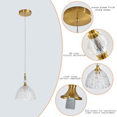 Modern Glass Pendant Light 7.68 in Dome Light Fixture with Clear 1pack Bronze