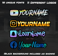 Social Media Vinyl Decal Sticker With Background – 8 inch Personalized Sticker