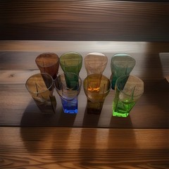 Mid-Century Modern Italian Art Glass Set Of Eight Wedge Base Barware MCM