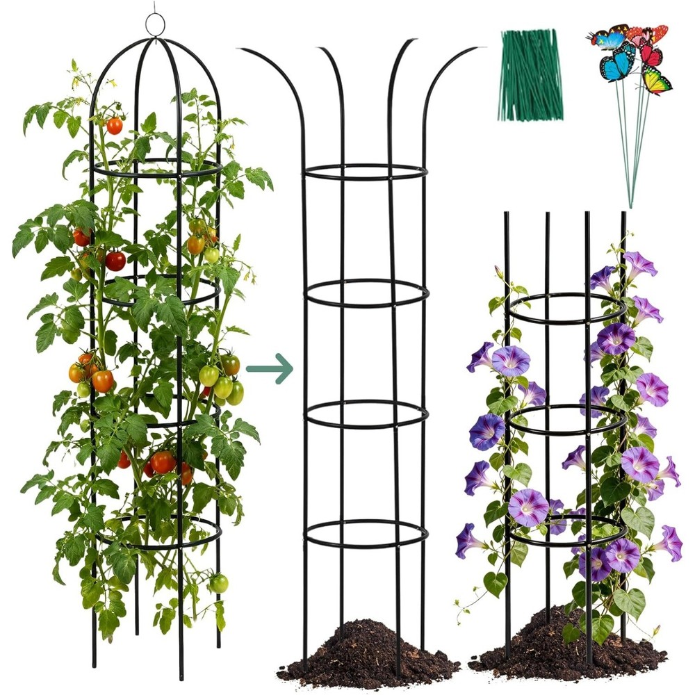 6.6” Metal Obelisk Garden Trellis Tall Sturdy Plant Support for Climbing Vines