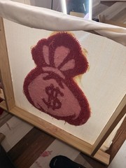 Pink Money Bag Door Mat, Non-Slip Backing, Polyester, 24 x 20 in CUSTOM MADE