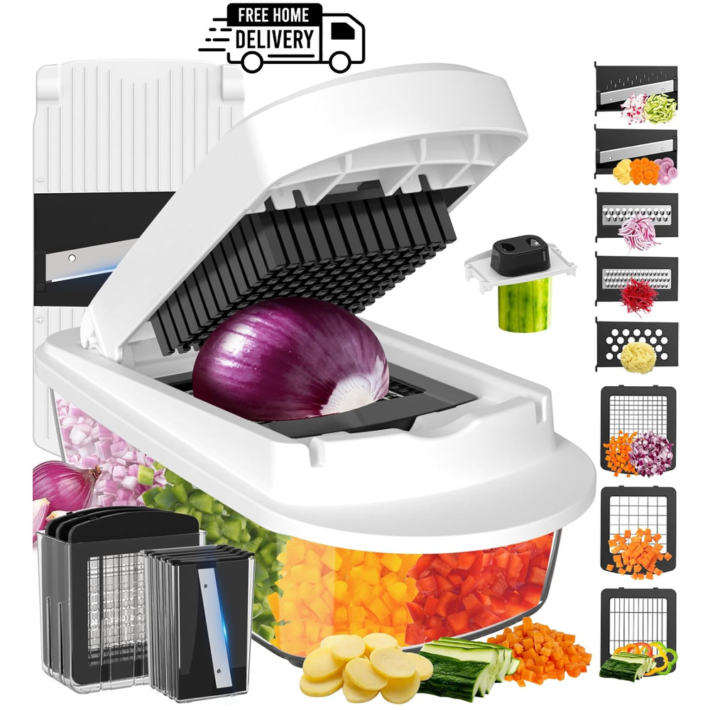 8 Blade All-in-1 Vegetable Chopper Mandoline Slicer with Container (Select One)