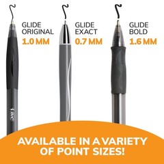 BIC Glide Black Retractable Ballpoint Pens, Medium Point (1.0mm), 4-Count Pack,