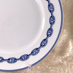 Hermes Paris Dessert Plate Chaine d’Ancre Porcelain Tableware Set of 2 with Box
