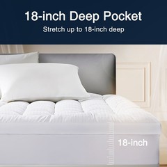 WonderSleep Queen Size Mattress Pad Cover Quilted Fitted Protector – Queen Size