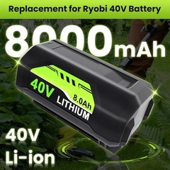 1-2PACK 8.0Ah Battery 40 Volt for Ryobi 40V Lithium OP40602 Battery with LED