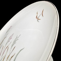 Norcrest AUTUMN BREEZE 10.25” Dinner Plates SET/4 Porcelain Silver Rim VTG Japan