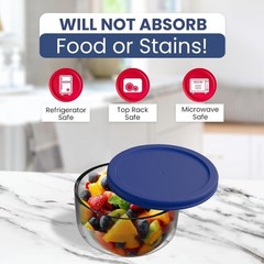 Replacement Lids for Pyrex Glass Containers 1-Cup 2-Cup 4-Cup 7 Cup Round 9pcs