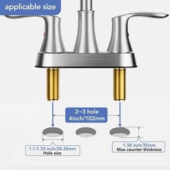 Brushed Nickel Bathroom Sink Faucet 3Hole 4in Centerset Vanity Mixer with Drain