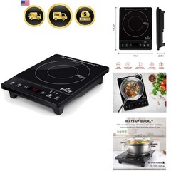 Portable Induction Cooktop Countertop Burner Touch Timer 1800W Black