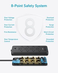 Anker 12 Outlets Power Strip USB C Charger Surge Protector (2100J) Flat Plug 5ft