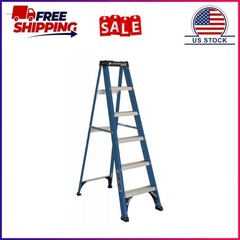 Louisville Ladder 6 ‘ Fiberglass Step, 10’ Reach, 225-lb, Load Capacity, W-3217-