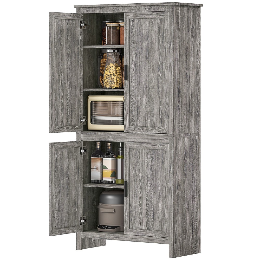 64″ 4-Door Freestanding Kitchen Pantry Cabinet with 5-Tier Shelves,Refurbised