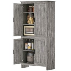 64″ 4-Door Freestanding Kitchen Pantry Cabinet with 5-Tier Shelves,Refurbised