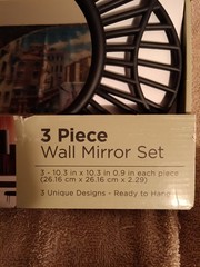 Willow Springs Round 11 R11 3pc Round Wall Mirror Set 10.3in Black Framed