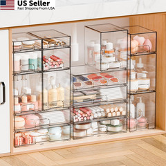 Yieach 4 Pack Clear Stackable Storage Drawers,4.4” 4 PCS, Clear-4.4 In Tall