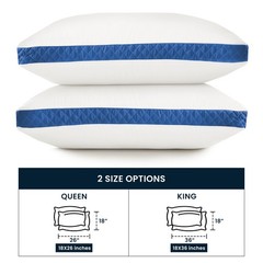 Gusseted Pillow Set of 2 Bed Pillows Neck Support Side & Back Sleepers Pillows