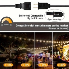 50-200FT LED Outdoor String Lights ST38 Shatterproof 2700K Patio Lights