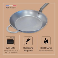 MINERAL B Carbon Steel Fry Pan – 14” Diameter, 10.25” Cooking Surface – Ideal…