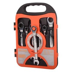 Ratchet Wrench Combination Kit Metric Fixed Spanners Tool 7 Piece Set 8mm-19mm