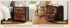 2 Drawer Dresser Nightstand Pack Of 2 Bedroom Storage Organizer Cabinet Fabric