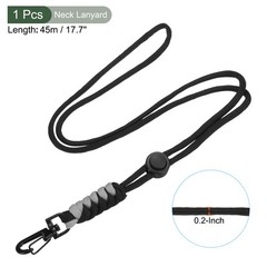 1 Pcs Neck Lanyards Adjustable Lanyards with Metal Clip(Black Grey, 17.7″)