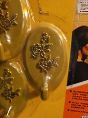 Coat Hook Hanger Green Gold Floral Action 1970s NOS Wall Home Decor Vintage Prop