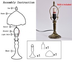 Tiffany Style Dragonfly Stained Glass Art Light Retro Decor Table Lamp 14″Tall