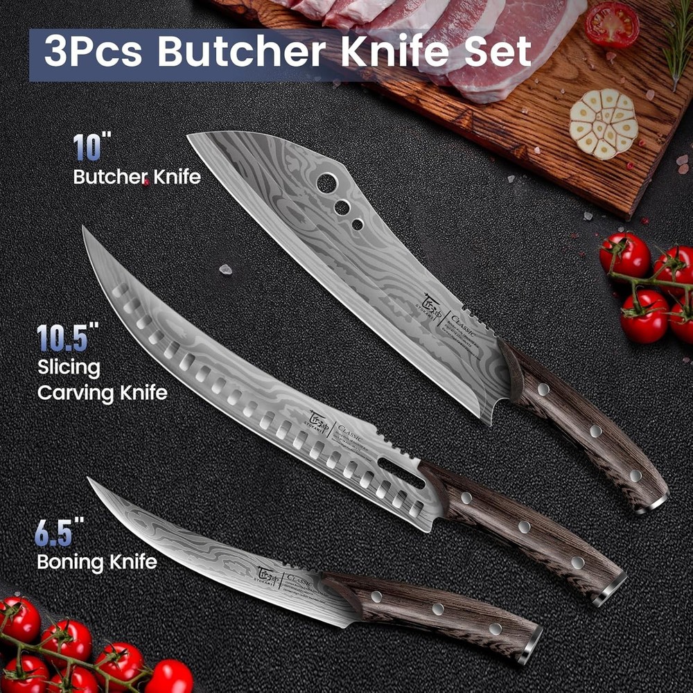 New Sealed 3-Piece Knife Set, High Carbon Steel Cleaver, Slicing & Boning Father