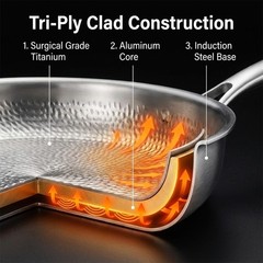 Titanium Frying Pan with Lid 11.8” – PFAS Free & Scratch Resistant Cookware