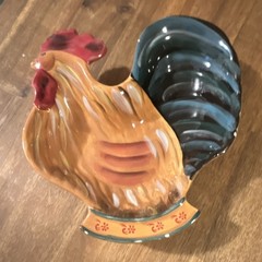 Ceramic Rooster Pattern dipping bowl, Multicolor Animal Theme, Less Than 10 in