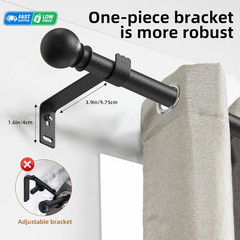 Adjustable Black Curtain Rod Set 28-44″ Heavy Duty with Brackets for Any Room