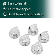 5Pack Stainless Steel Control Knob Compatible with GE Gas Range Stove WB03X24818