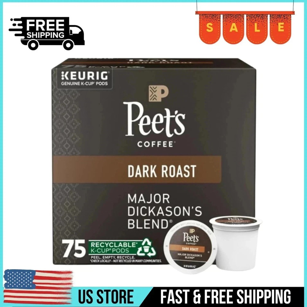 Peet’s Coffee, Dark Roast Keurig K-Cup Pods- Major Dickason’s Blend 75 Count