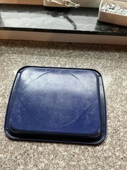 Blue Enamel Roasting Pan w/ Broiler Rack 16” x 12” Vintage Bakeware Oven Safe