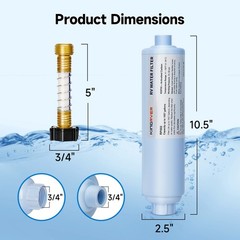 2 Pack RV Inline Water Filter w/Flexible Hose for Drinking & Washing Filter