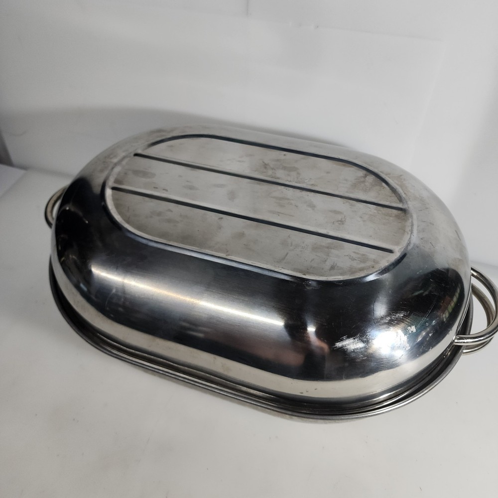 Himark Stainless Steel Oval Roaster Roasting Pan With Lid Rack 18″ X 12.5″