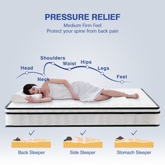 8″10″ Gel Memory Foam and Spring Hybrid Mattress Twin Full Queen King Size