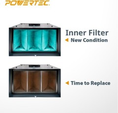 2 Pack Inner Air Filters for POWERTEC AF1044 Air Filtration System, 1 Micron