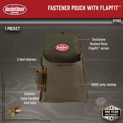 6.5 In. 1-Pocket Fastener Tool Belt Pouch with Flap Fit