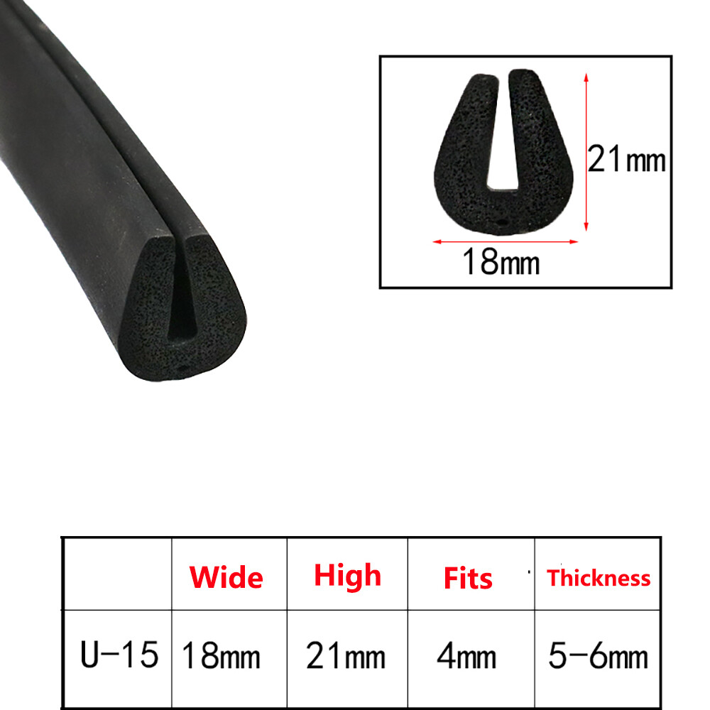 Rubber U Channel Edging Trim Seal Strip Profile Edge Protector Slot 0.5mm-60mm