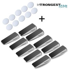 10 PCS Heavy Duty Chrome Door Stopper Wedge Metal Rubber 10 Wall Protectors