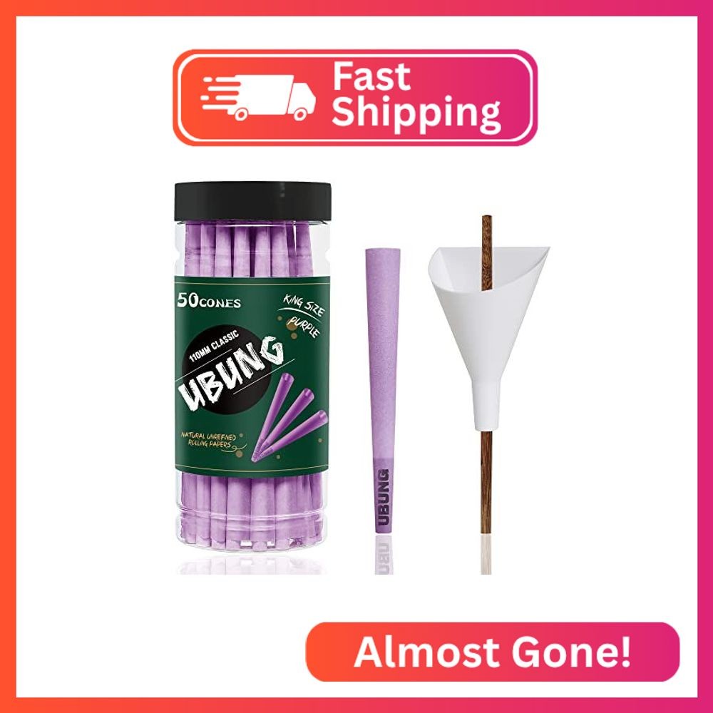 UBUNG Purple Cones 50 Pack – Classic King Size Length 4.25 in / 108 mm – Pre Rol
