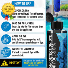 Pool Leak Detection Dye Kit 75+ Tests 2 Stainless Steel Precision Applicators