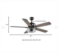 READ DESCRIPTION! HDC Aberwell 56” LED Indoor/outdoor Matte Black Ceiling Fan…